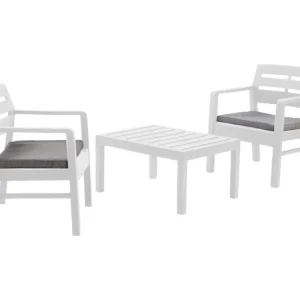Benevento outdoor loungeset, Tuinset met 2 fauteuils en 1 salontafel, Binnen- en buitenlounge met kussens, 100% Made in Italy, Wit