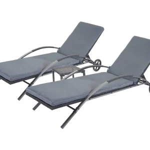 Ligstoel MCW-E27 (set van 2),zwarte kussens donkergrijs