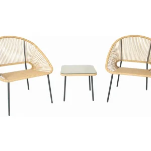 Loungeset Acapulco 2-zits natuurlijk met tafel - Iconisch design uit de jaren 50