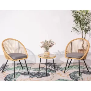 Balkonset Beige 2 fauteuils en 1 tafel IPANEMA van Natuurlijk Rotan