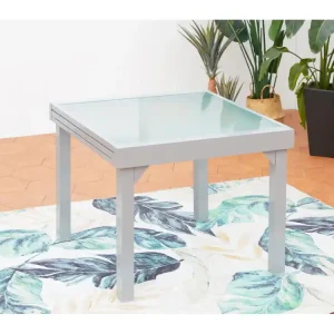 Uitschuifbare aluminium tuinset voor 8 personen MOLVINA - Grijs, Rechthoekig, Buiten