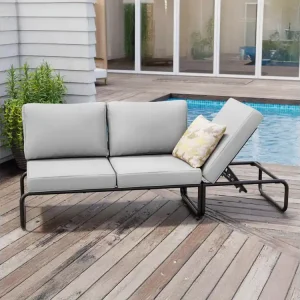 Modulaire Loungeset 2-3 Zitplaatsen Grijs van Aluminium SORRENTO