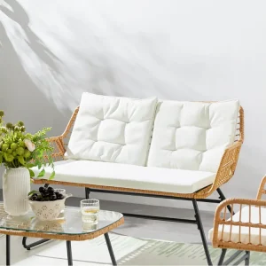 Tuinset laag 4 zitplaatsen rotan effect GRENADE