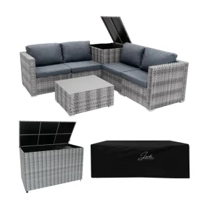 Rotan Modulaire 6-Delige Meubelset & 996L Opbergbox - Grijs