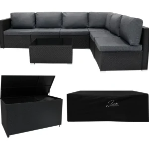 Rotan Modulaire 7-Delige Meubelset & 700L Opbergbox - Grijs