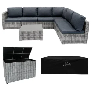 Rotan Modulaire 7-Delige Meubelset & 996L Opbergbox - Grijs