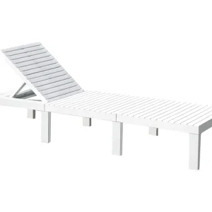 Caserta ligstoel, Verstelbare tuinligstoel, Ligstoel voor buiten, 100% Made in Italy, 195x65h78 cm, Wit