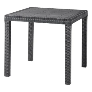 Dguidon buitentafel, Vaste vierkante tafel, Multifunctionele tuintafel met rotaneffect, 100% Made in Italy, 80x80h74 cm, Antraciet