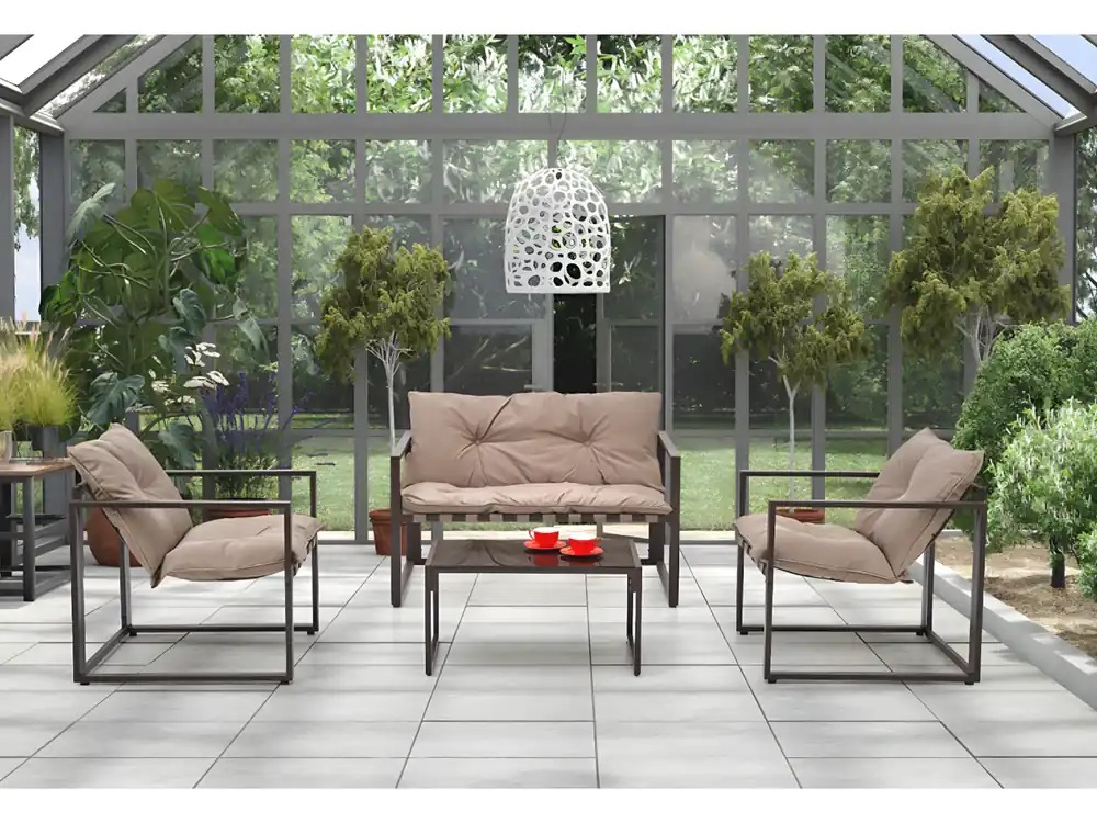 Loungeset Shark/Stof&Metaal/Bruin