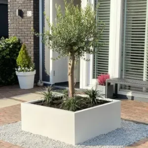 GLM plantenbak Lyon met bodem Wit 75x75x40cm