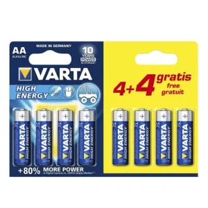 Varta AA batterijen high energy 4 + 4 gratis