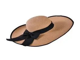 Decopatent Zonnehoed Dames - Bruin met Zwarte Strik