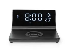 Nedis WCACQ20BK wekker met draadloze lader