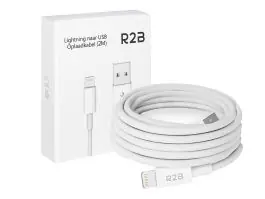 R2B 2 Meter Witte USB-A naar Lightning Kabel