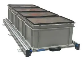 Aluminium schuifframe 120x40 cm met 4 bakken en deksel