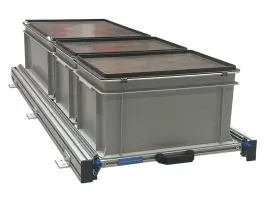 Aluminium schuifframe 120x40 cm met 3 bakken en deksel