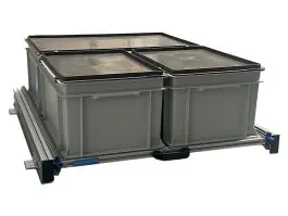 Aluminium schuifframe 80x60 cm met 3 bakken en deksel