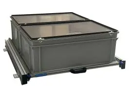 Aluminium schuifframe 80x60 cm met 2 bakken en deksel