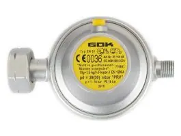 GOK DIN x 1/4" li 30 mbar drukregelaar met afblaasventiel