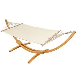 AMANKA 200 x 120 hangmat met houten frame - Beige